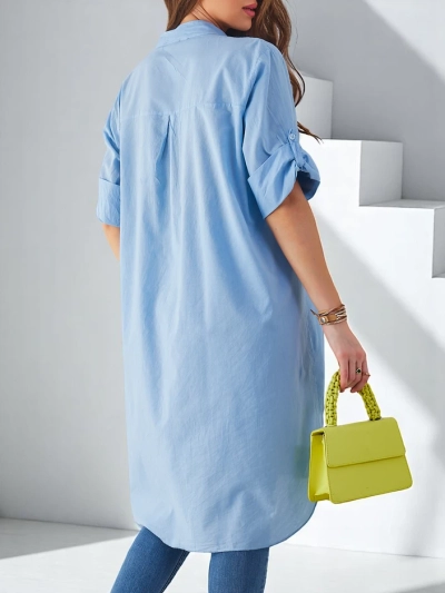 Royalfashion Cămașă lungă din bumbac pentru femei, oversize