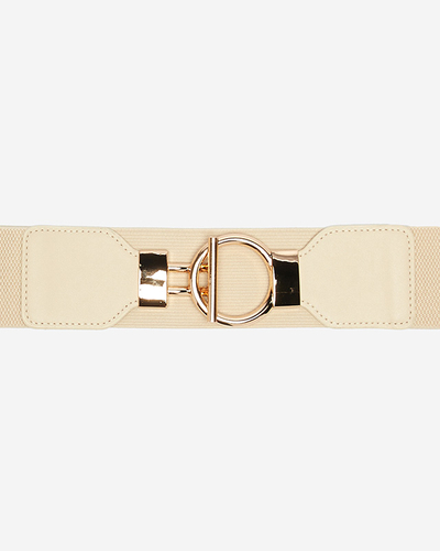 Curea elastică cu cataramă mare bej auriu - Accesorii