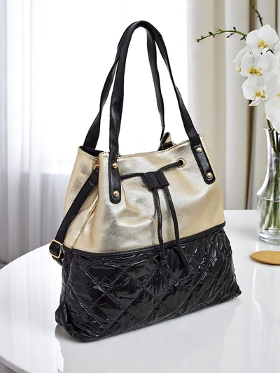 Royalfashion Geantă de damă mare Golden Luxe Shopper