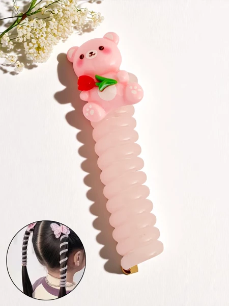 Royalfashion Elastic de păr tip spirală cu ursuleț Teddy Teddy Twist