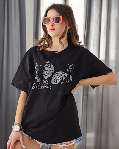 Royalfashion Tricou din bumbac pentru femei Fluture romantic