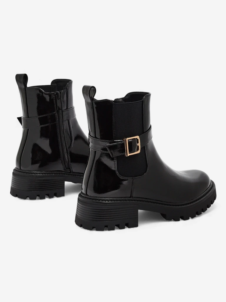 Botine de damă lăcuite din piele ecologică Calivi