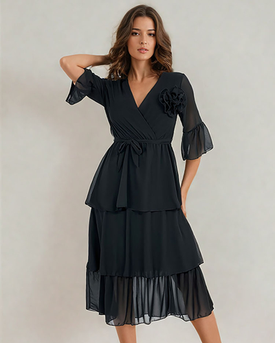 Royalfashion Rochie midi de damă cu volane