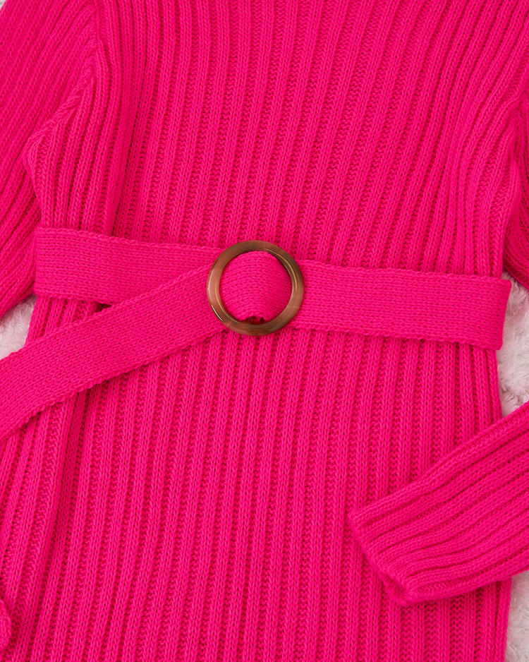 Royalfashion Rochie pulover de damă fuchsia