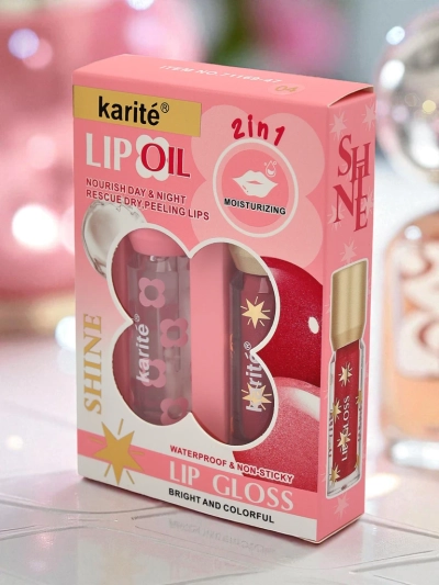 2-in-1 Glitter and Clear Lip Gloss Lady Bug