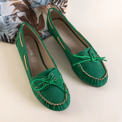 OUTLET Mocasini dama verzi cu legătură Norami - Încălțăminte