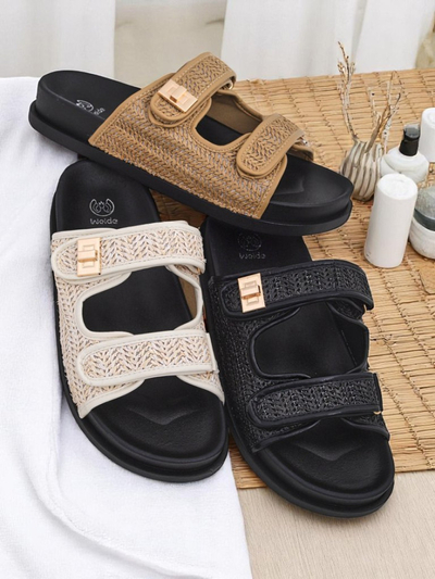 Royalfashion Sandale tip papuci pentru femei cu împletitură Delibeli