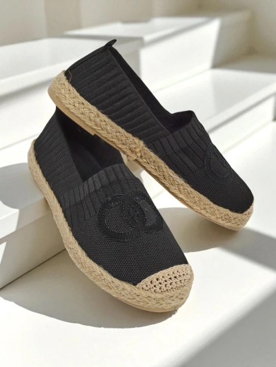 Women's Atena espadrilles black - flat heel, ecological suede leather