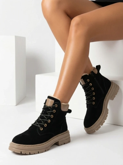 Royalfashion Cizme de vânătoare izolate pentru femei, negre și maro Radoras