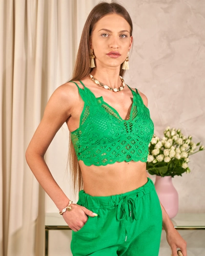 Royalfashion Top din dantelă verde pentru femei