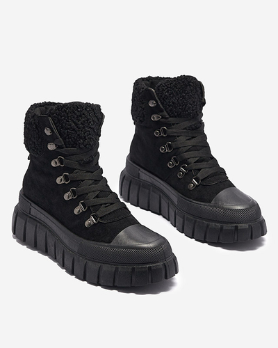 Botine Dama Diana Negre Piele Confortabile de Iarna