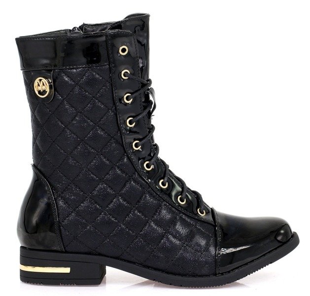 Czarne, pikowane workery - Obuwie