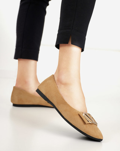 OUTLET Balerini de dama bej cu ornament pe varf Cavo - Pantofi