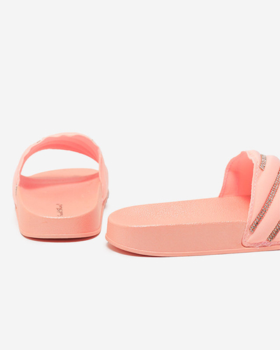 OUTLET Papuci de dama roz deschis cu zirconiu cubic Erikis - Incaltaminte