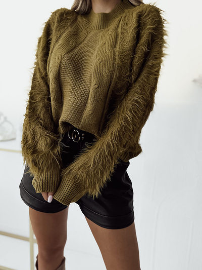 Royalfashion Pulover pufos pentru femei Mustard