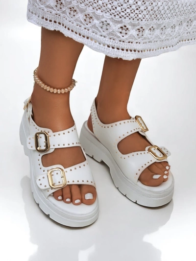 Royalfashion Dámske sandále na hrubšej podrážke s kamienkami Rocky Chic