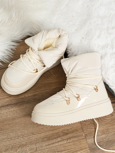 Royalfashion Cizme de zăpadă slip-on pentru femei de culoare crem Dabenda
