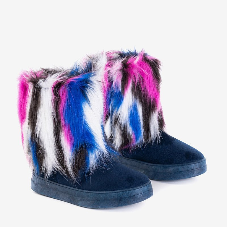 OUTLET Cizme de zăpadă pentru femei cu blana bleumarin Marell - încălțăminte