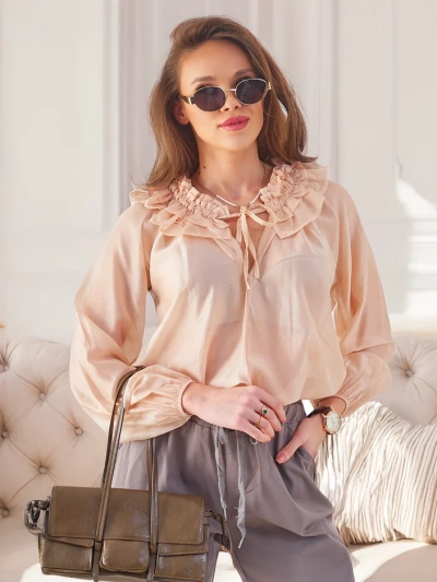 Royalfashion Cămașă transparentă pentru femei cu guler decorativ