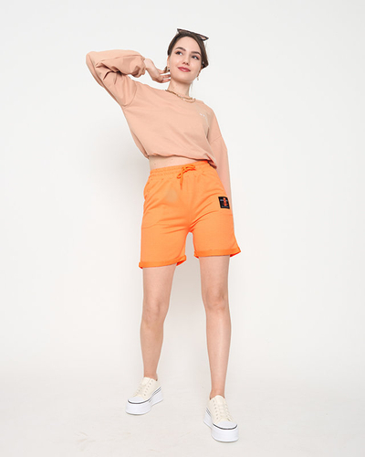 Pantaloni scurți de damă portocalii neon deasupra genunchiului - Îmbrăcăminte