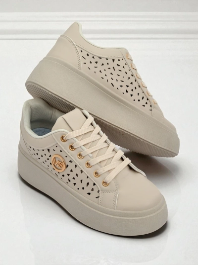 Sneakers pou fanm Ecru sou platfòm Boreas Royalfashion kwi ekolojik