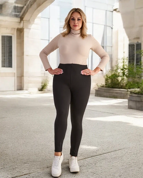 Jambiere izolatoare de damă clasice negre PLUS SIZE - Îmbrăcăminte