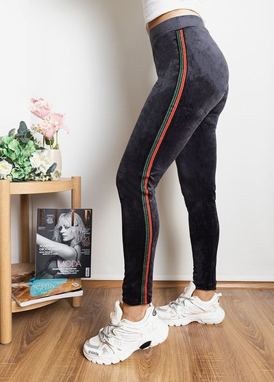 Jambiere gri cu dungi pentru femei - Îmbrăcăminte