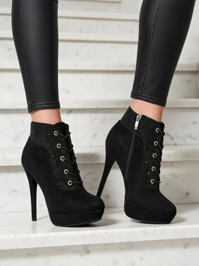 Royalfashion Botine cu toc pentru femei cu strasuri Efelolo