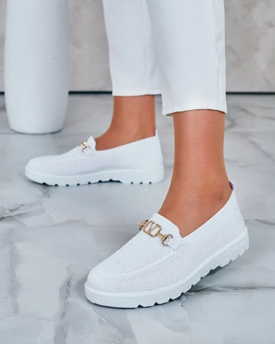 Royalfashion Mocasini de damă din material textil cu ornament auriu Erticae