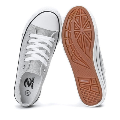 Srebrne trampki pokryte brokatem Audiene - Obuwie