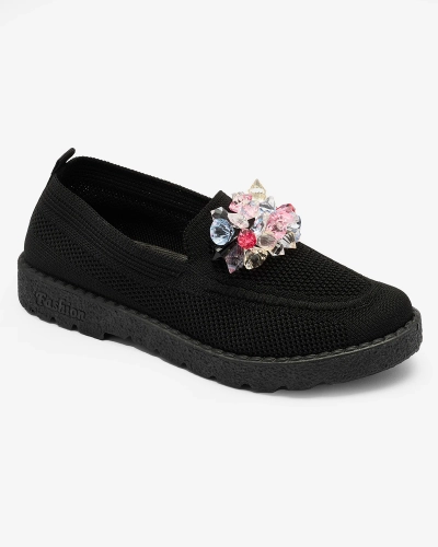 Royalfashion Pantofi de damă negri înfrumusețați pe jumătate Enweta
