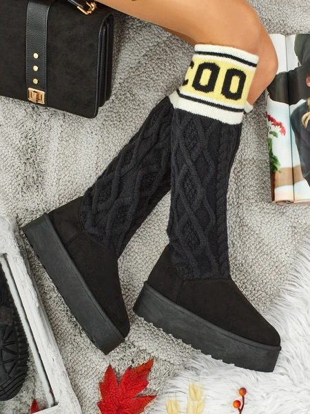 Botine înalte tip zăpadă pentru femei cu partea superioară Anane