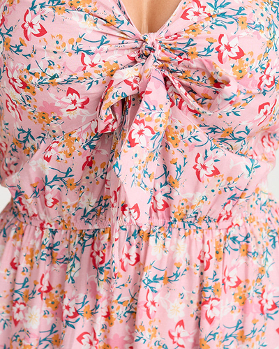Rochie maxi florala cu bretele roz pentru femei- Imbracaminte