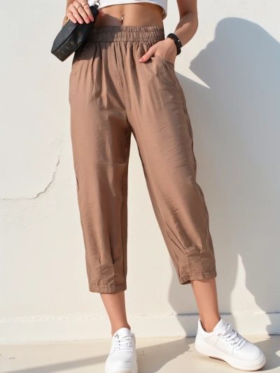Royalfashion Pantaloni drepți din țesătură pentru femei 7/8