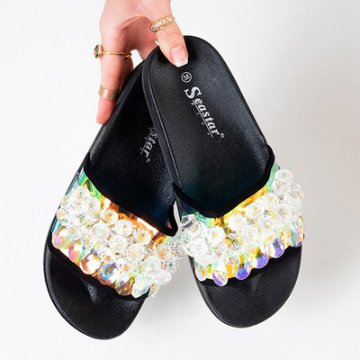 OUTLET Sandale de dama negre cu pietre Halpasi - Incaltaminte