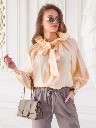Royalfashion Cămașă strălucitoare pentru femei cu guler decorativ
