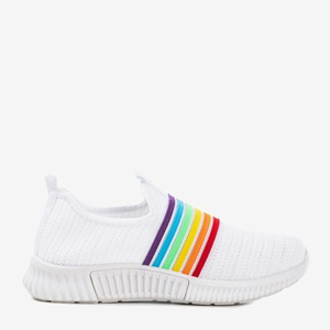 Białe sportowe buty damskie typu slip - on Rainbow - Obuwie