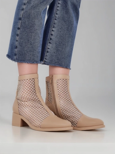 Royalfashion Botine pentru femei cu lucrături deschise pe toc mic Rowices