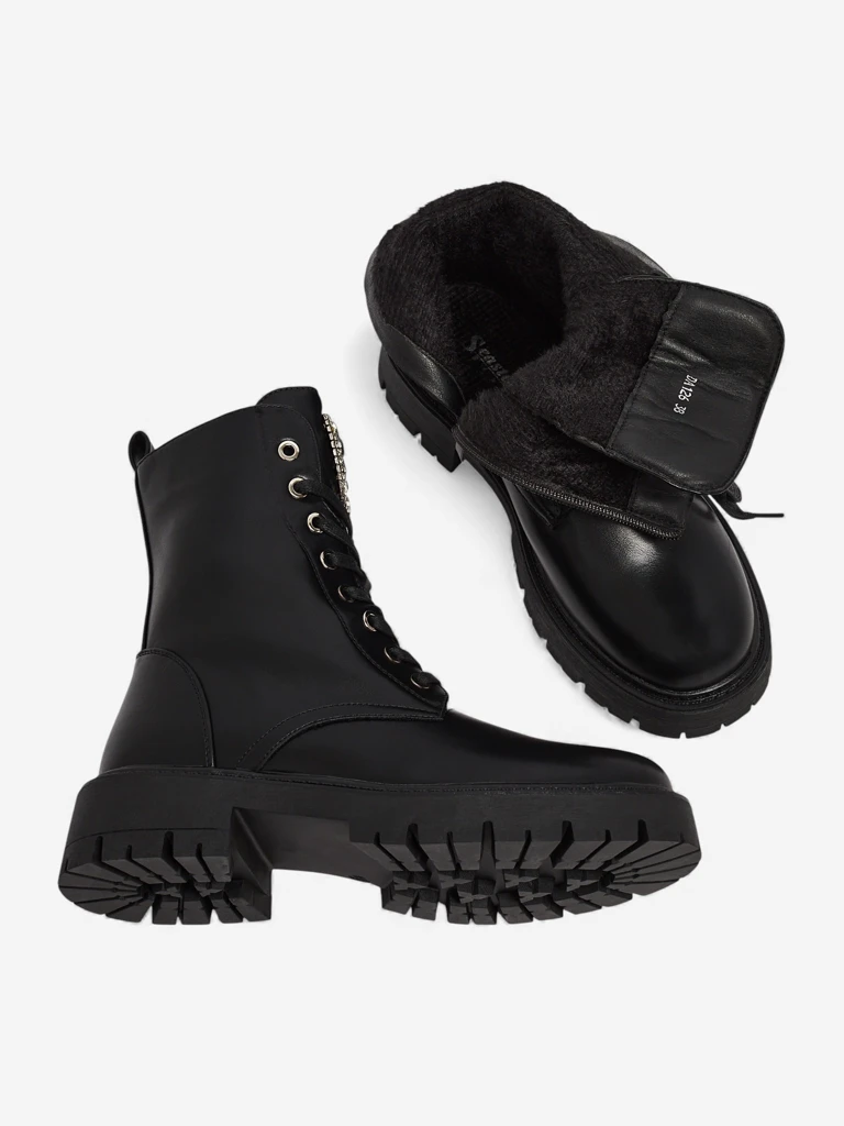 Botki Damskie Luna Czarne Skórzane Eleganckie na Jesień