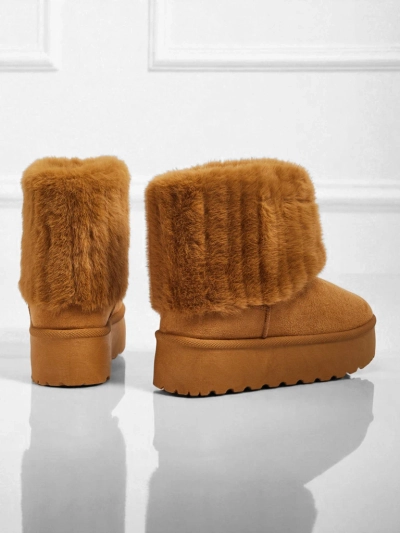 Ghete tip snowboots de damă cu blană artificială Irelle