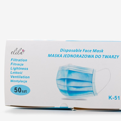 Mască de protecție albă cu 3 straturi 50 buc - Măști