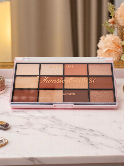 ANYLADY Paletă de 12 farduri de pleoape cu finisaje glitter și mate Golden Chocolate Fudge