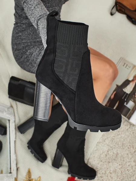 Botine damă eco piele întoarsă cu toc Vansoria