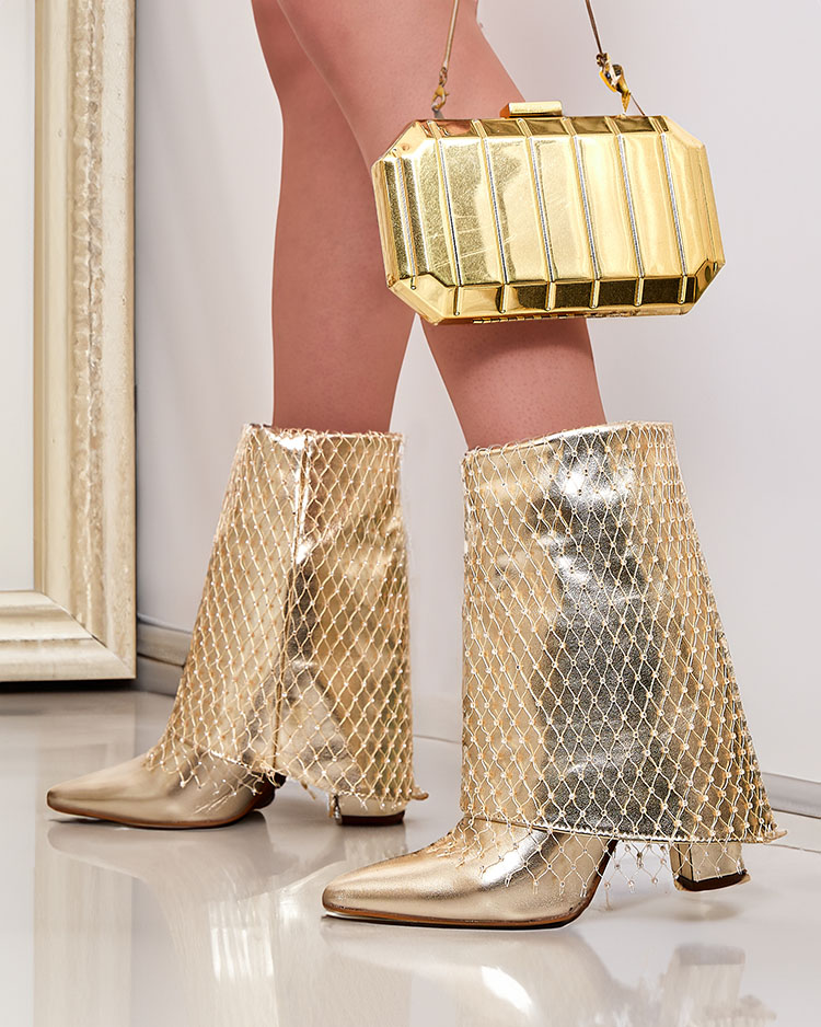 Royalfashion Cizme de damă cu plasă ornamentată Siamondes