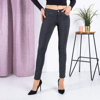 Pantaloni gri de femei cu ornamente - Pantaloni