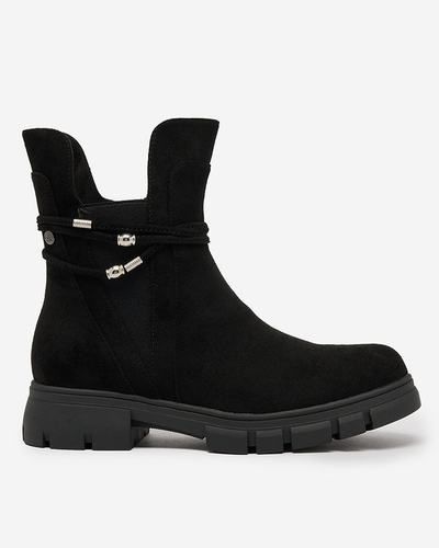 Royalfashion Cizme de damă negre cu curea decorativă Dafflo