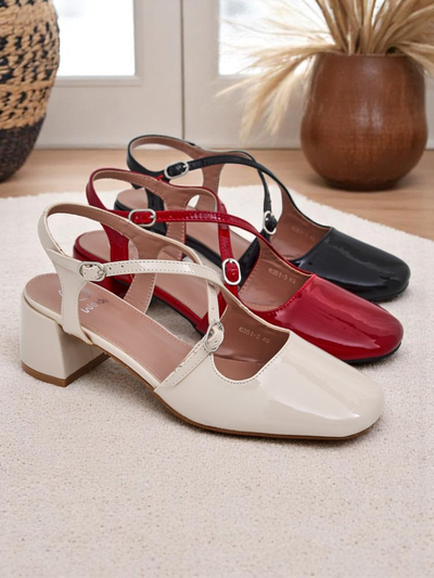 Royalfashion Pantofi dama cu toc jos si barete decorative Lolita