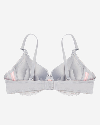 Sutien pentru femei gri-roz, decorat cu dantelă - Lenjerie intimă