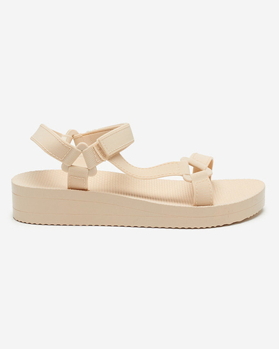 Sandale de damă bej cu toc plat Ostoy-Shoes