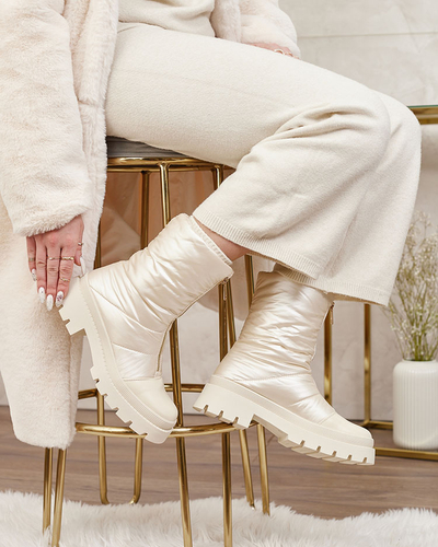 Royalfashion Cizme cu toc plat pentru femei Tainve Beige